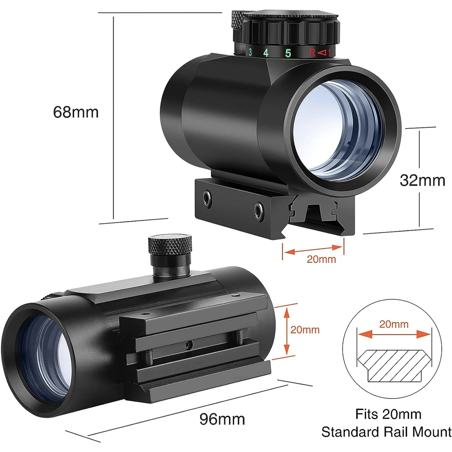 Tactical 1x40mm Reflex Red Dot Sight Riflescope